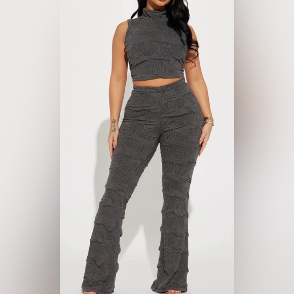 Willow Textured Pant Set - Charcoal, Sz. M - Picture 1 of 4